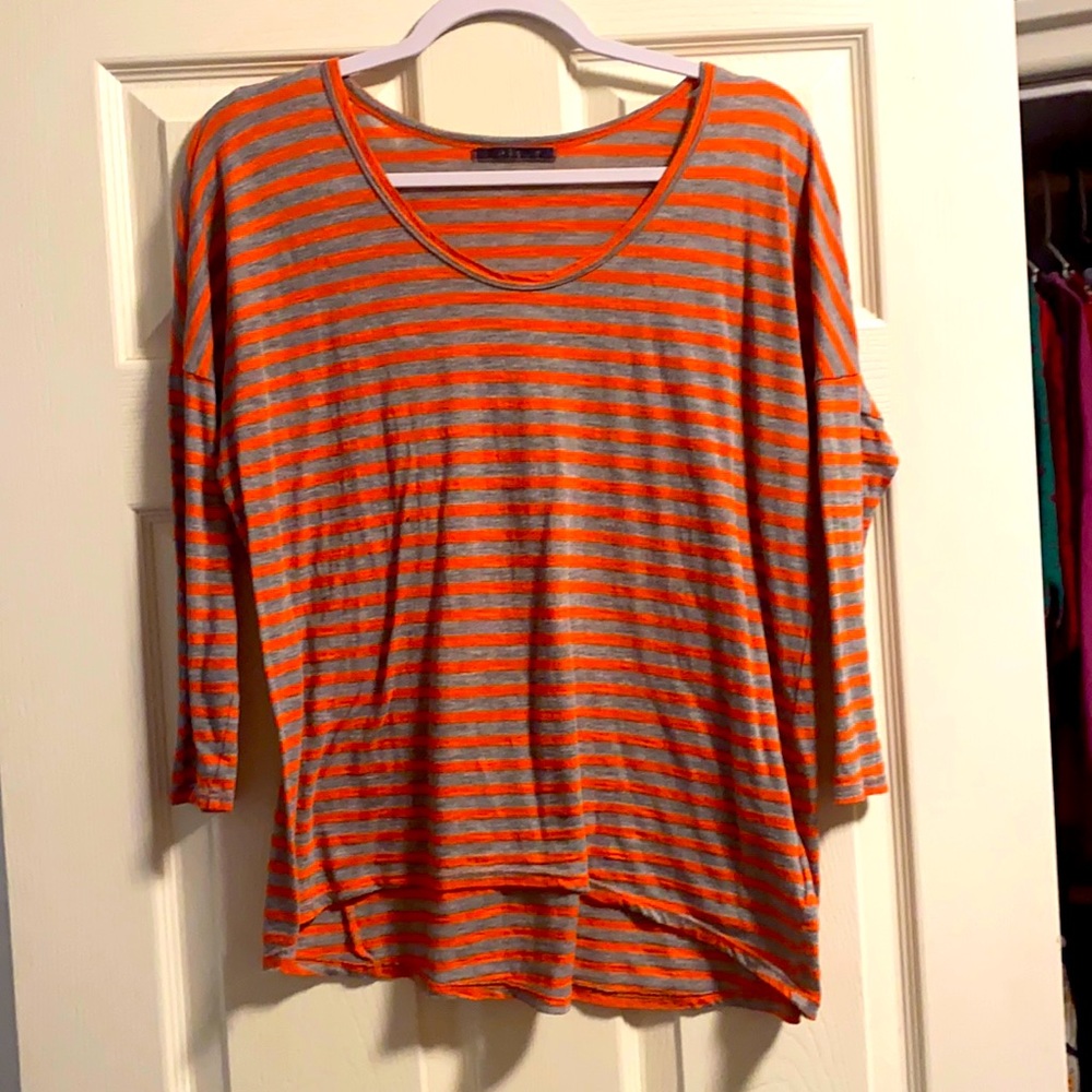 Velvet brand orange and grey long sleeve tee